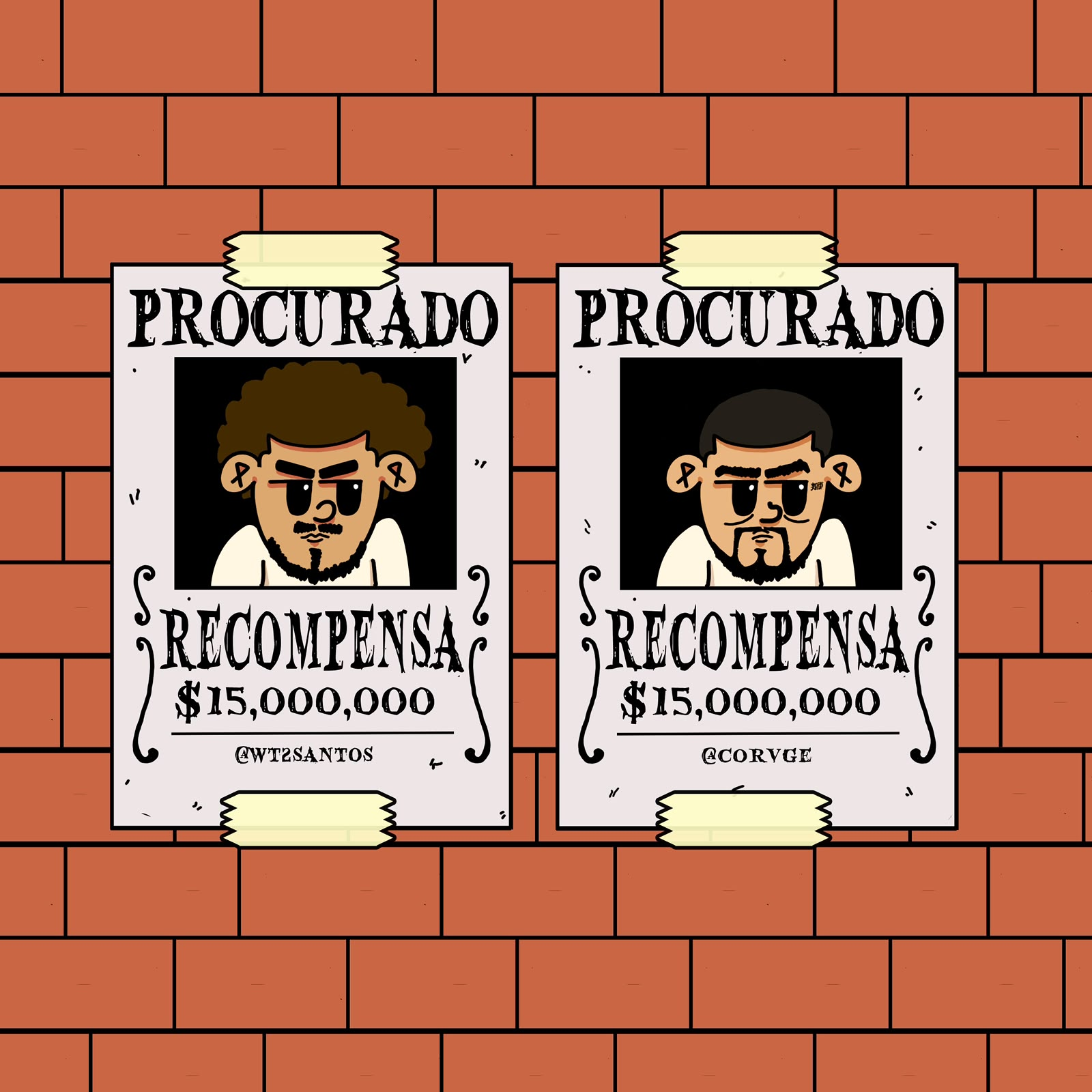 Cartazes de procurado — WT Dos Santos e CEO Corage
